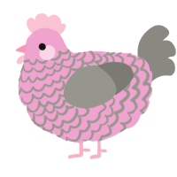 Quartz, a pink and ash chicken with a lace pattern