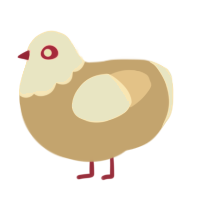 A beige and cream chicken with a head pattern