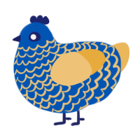 Fount of Knowledge, a ultramarine and honey chicken with a lace pattern