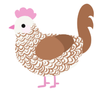Debris, a white and brown chicken with a double-lace pattern
