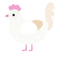 Vanilla, a white and cream chicken with a double-lace pattern