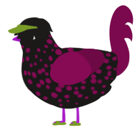 Everything Must Go, a sable and wine chicken with a speckle pattern