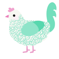 Spearmint, a white and mint chicken with a double-lace pattern
