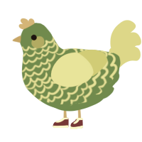 A viridian and lime chicken with a lace pattern