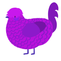 Bud, a amethyst and violet chicken with a lace pattern