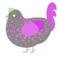 A ash and orchid chicken with a speckle pattern