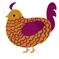 A ochre and wine chicken with a lace pattern