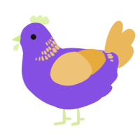 Amoeba, a blurple and honey chicken with a neck-band pattern