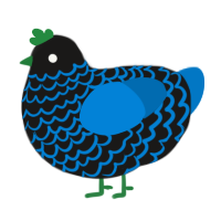 A sable and sapphire chicken with a lace pattern