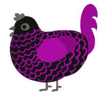Adrian, a black and plum chicken with a lace pattern