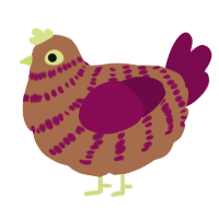 A brown and wine chicken with a bar pattern