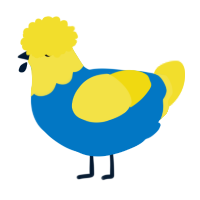 Rubber duck, a sapphire and yellow chicken with a head pattern