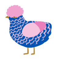 Bubble bath, a ultramarine and pink chicken with a lace pattern