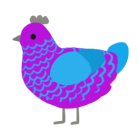 Biphobia, a amethyst and sky chicken with a lace pattern