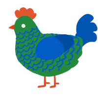 (unnamed), a viridian and ultramarine chicken with a lace pattern