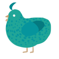 Nuclear acid, a turquoise and teal chicken with a speckle pattern