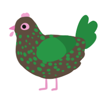 A bark and viridian chicken with a speckle pattern