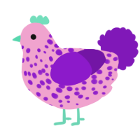 (unnamed), a pink and violet chicken with a speckle pattern