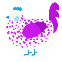 (unnamed), a white and amethyst chicken with a speckle pattern