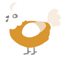 A orange and cream chicken with a head pattern