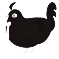 A black chicken with a lace pattern