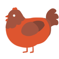 Chocolate orange, a vermilion and russet chicken with a head pattern