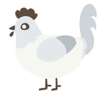 ghost, a white and mist chicken with a head pattern