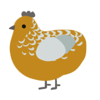 Rug, a ochre and silver chicken with a half-lace pattern