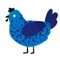 Blu Moon, a sapphire and navy chicken with a speckle pattern