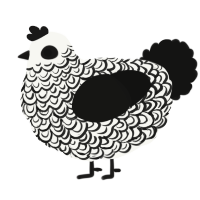Calligraphy, a white and black chicken with a double-lace pattern