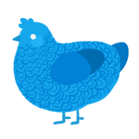FrillMeep, a sky and sapphire chicken with a double-lace pattern