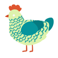 Sea Lime, a apple and teal chicken with a lace pattern