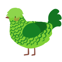 A grass and leaf chicken with a lace pattern