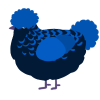 A tumblr and ultramarine chicken with a half-lace pattern