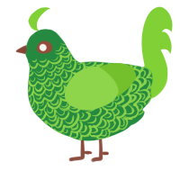 A viridian and grass chicken with a double-lace pattern