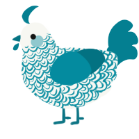 Seafoam, a white and sea chicken with a double-lace pattern