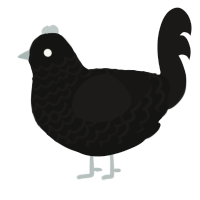 A black and sable chicken with a lace pattern