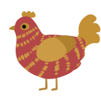 Honey, a red and gold chicken with a bar pattern