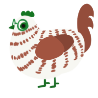 Tundra, a white and russet chicken with a bar pattern
