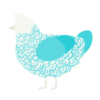 (unnamed), a white and aqua chicken with a double-lace pattern