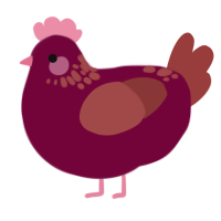 Mysterious Stain, a maroon and red chicken with a neck-speckle pattern