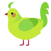 granny smith, a lime and grass chicken with a neck-band pattern