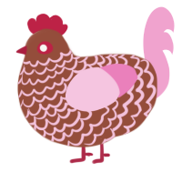 A russet and pink chicken with a lace pattern