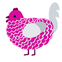 Ceodore, a fuchsia and mist chicken with a lace pattern