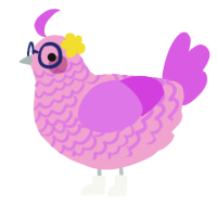 Alpha, a pink and orchid chicken with a lace pattern