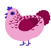 Princess BG, a pink and maroon chicken with a half-lace pattern