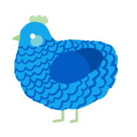 Ocean Depths, a sky and ultramarine chicken with a lace pattern