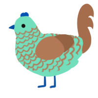 Mint Chocochip, a mint and brown chicken with a lace pattern