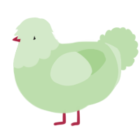 A gluppy chicken with a head pattern