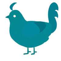 Teal xyx, a teal and sea chicken with a double-lace pattern